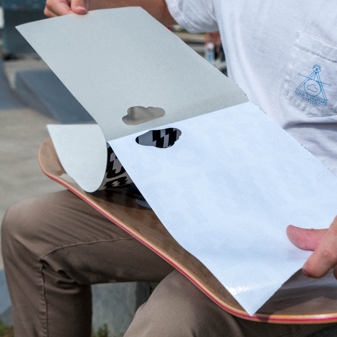 Peel off the backing paper to expose the pressure sensitive glue.