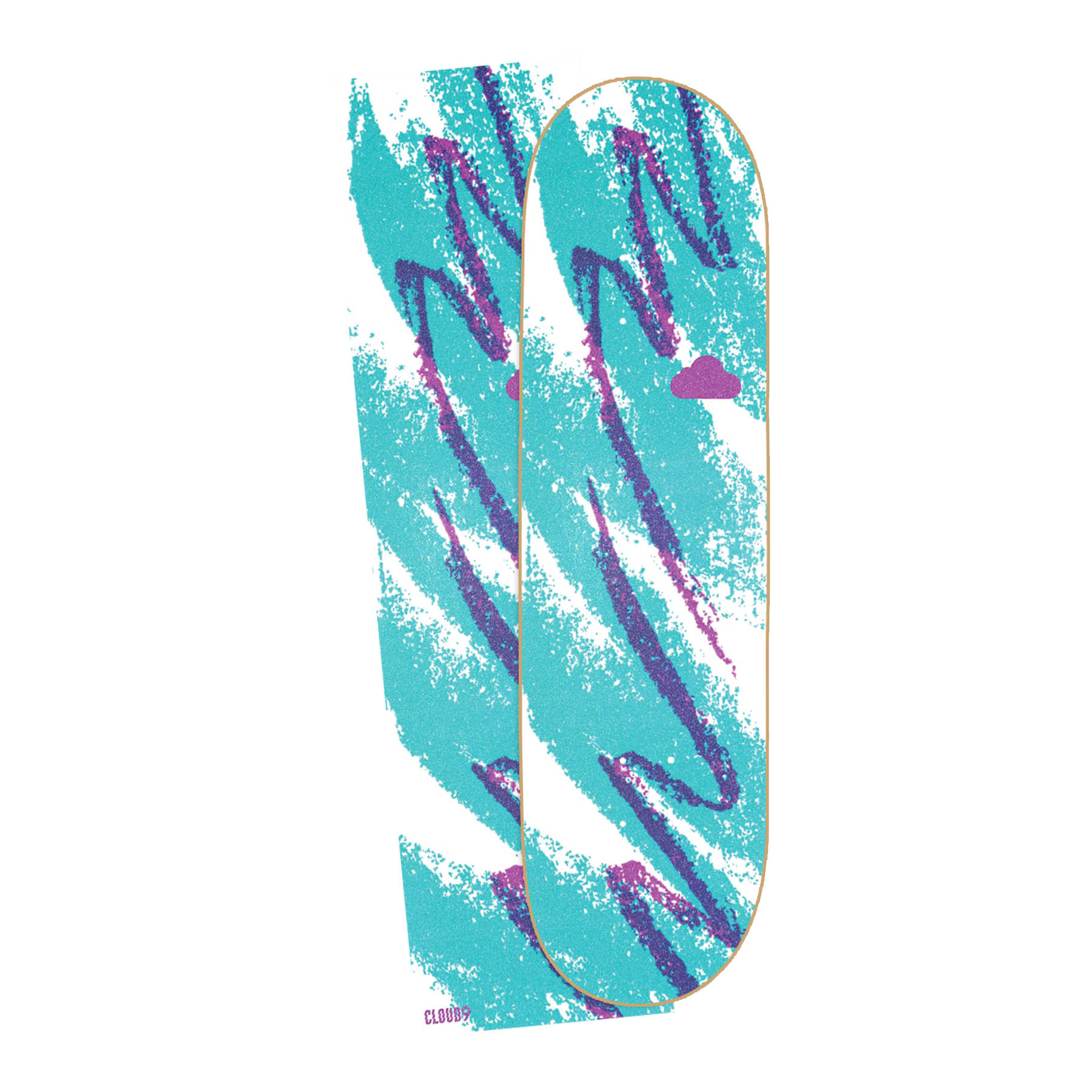 Cloud 9 90s Griptape setup on a skateboard deck