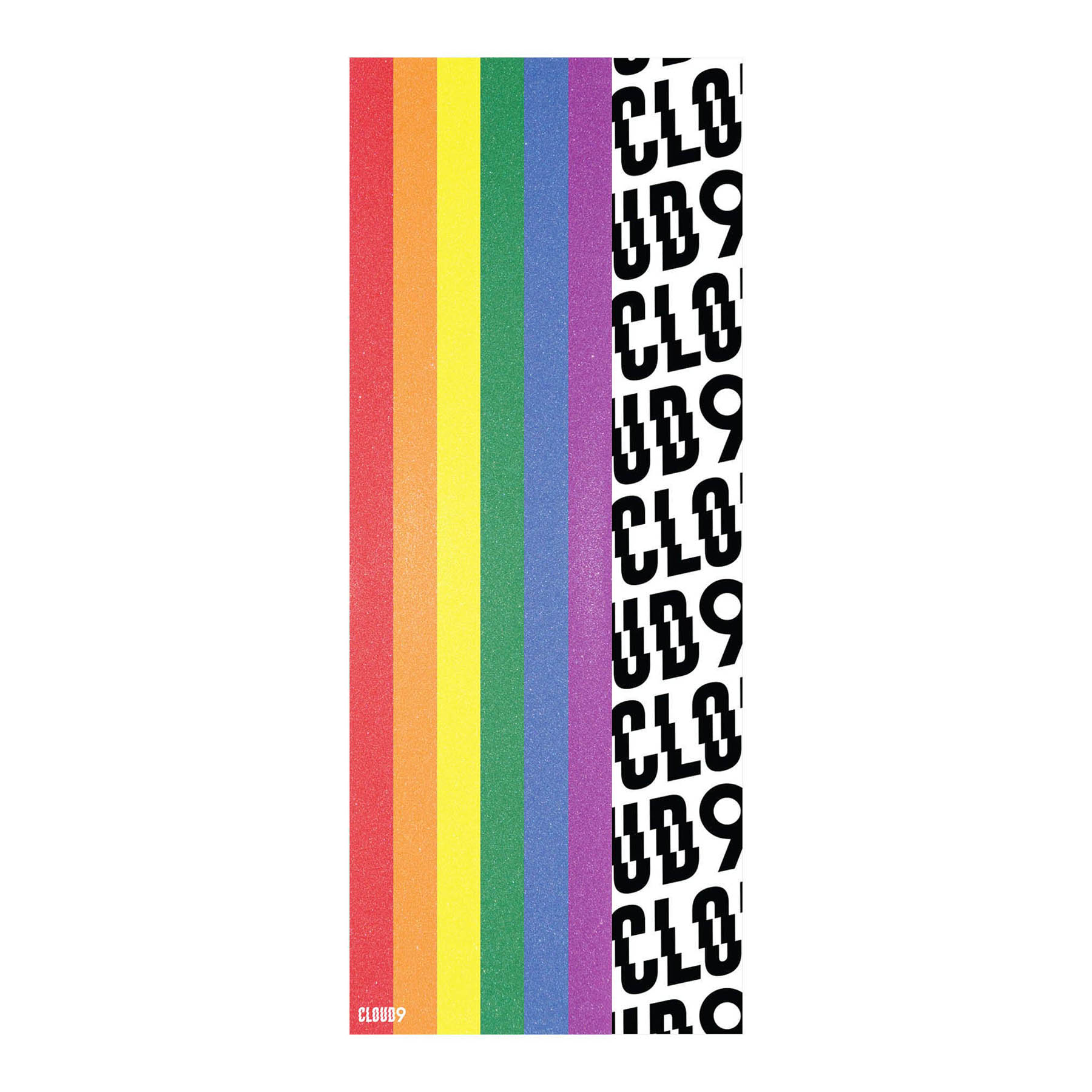 Front and back view of the Cloud 9 Rainbow Griptape