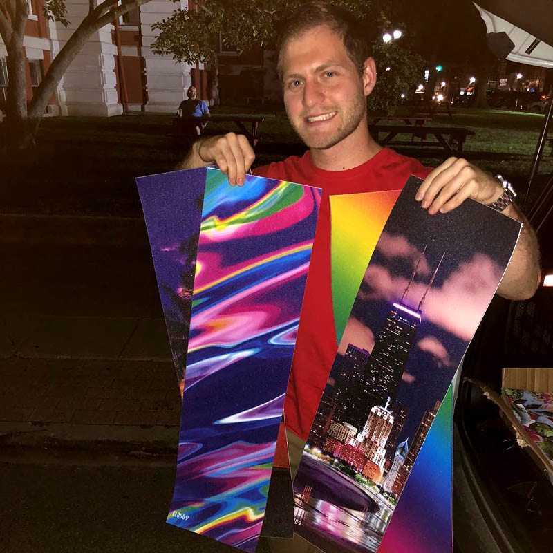 Ray Sosnowski showing off the latest graphic grip from Cloud 9 Griptape.